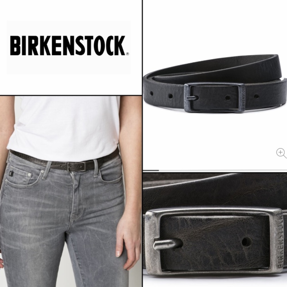 Birkenstock Ohio Distressed Leather Belt Charcoal